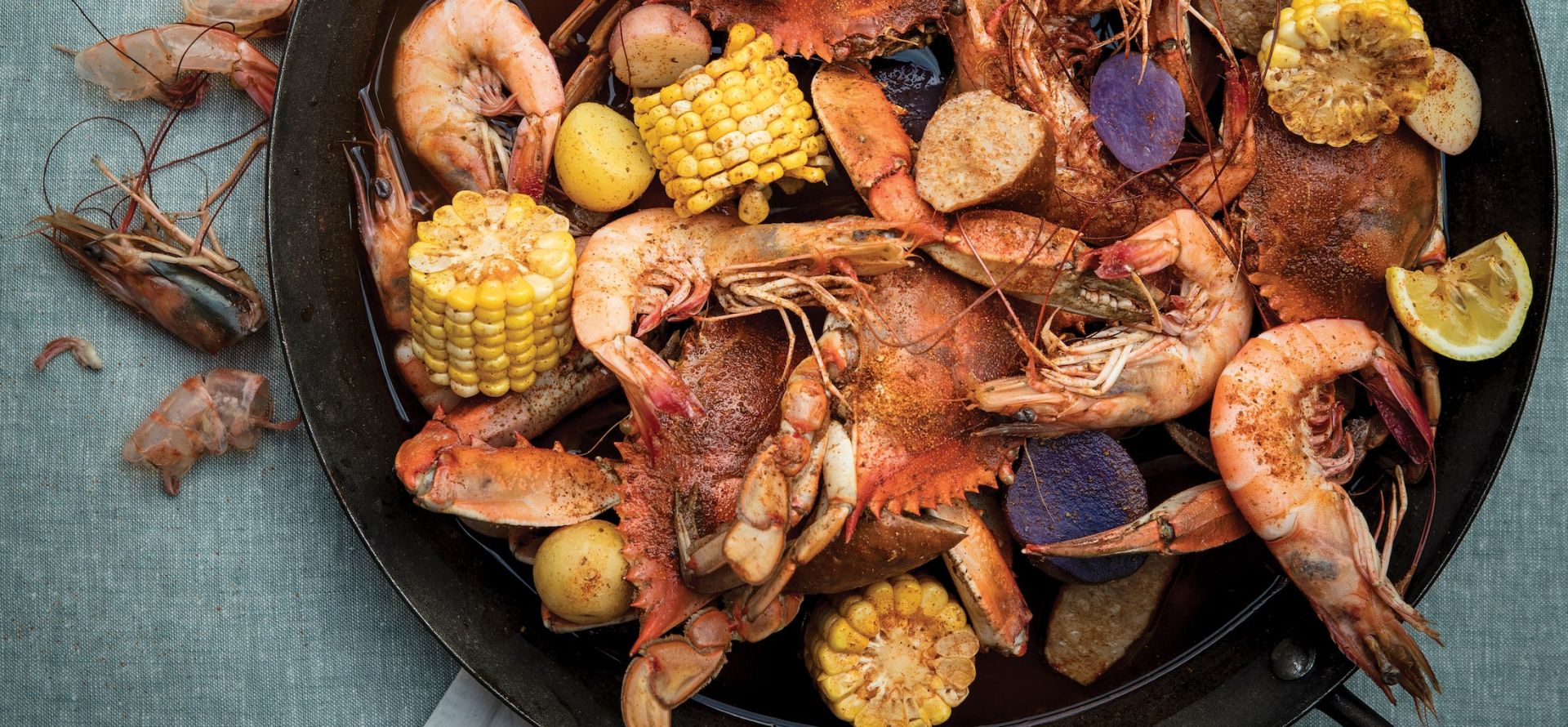 Low Country Boil in a skillet