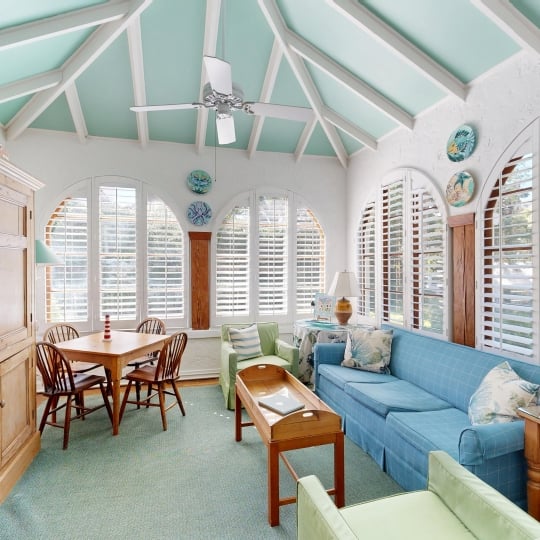 A cosy living room with natural light