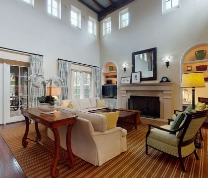Living room with fireplace