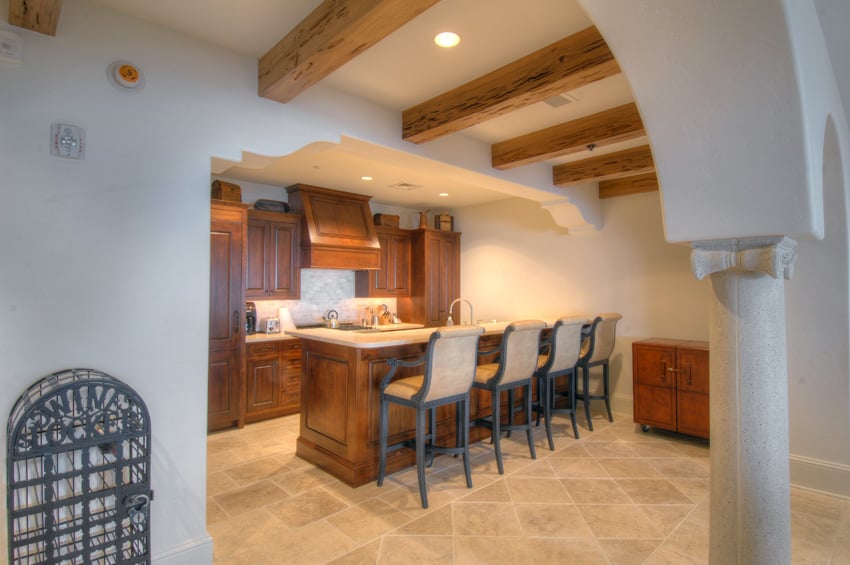 Kitchen with wood cabinets and light countertops