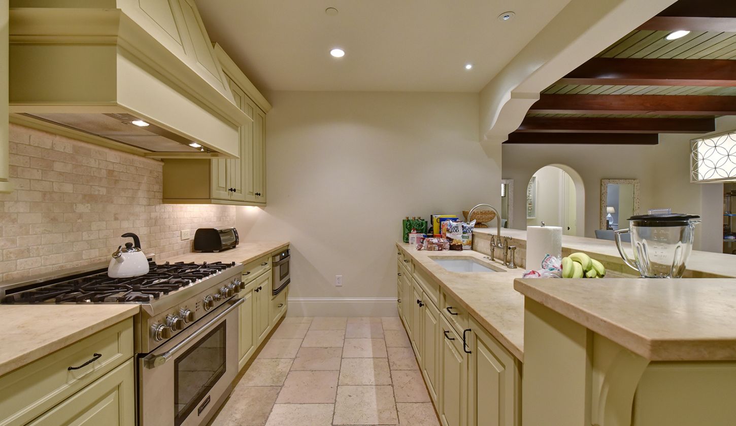 Kitchen with kettle on the stove