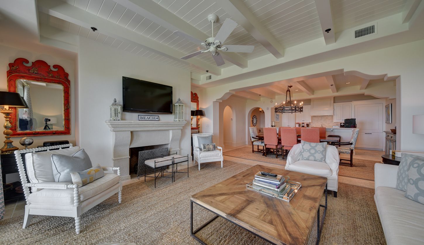 Living room with fireplace