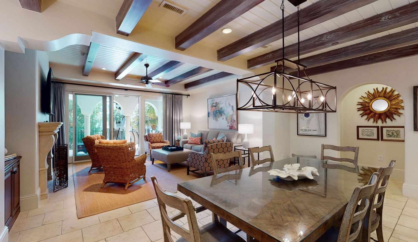 Living room and dining area