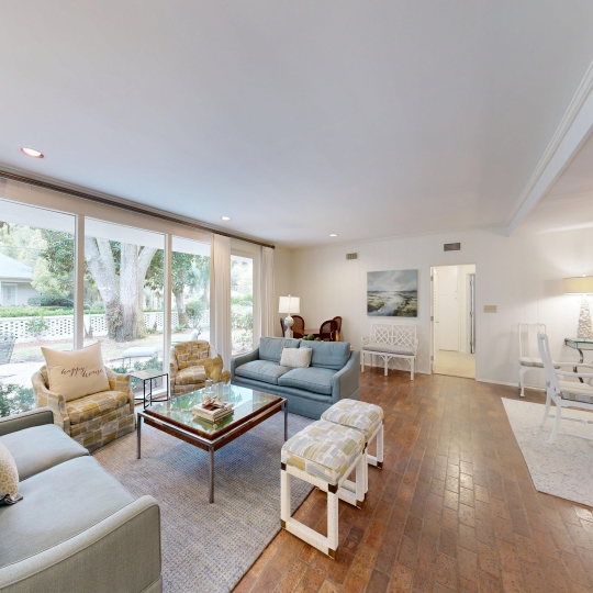 A living room with comfortable seating