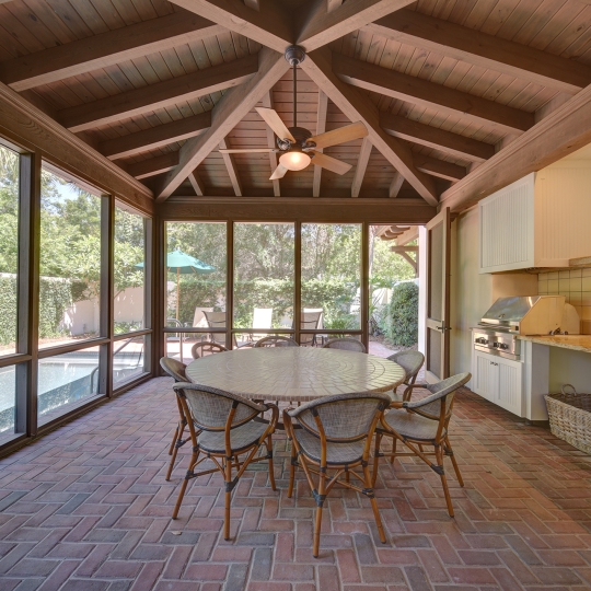 Outdoor dining area with barbarcue