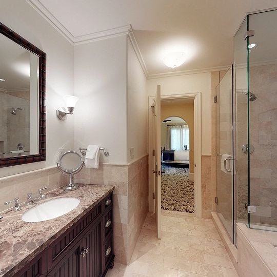Bathroom with long vanity