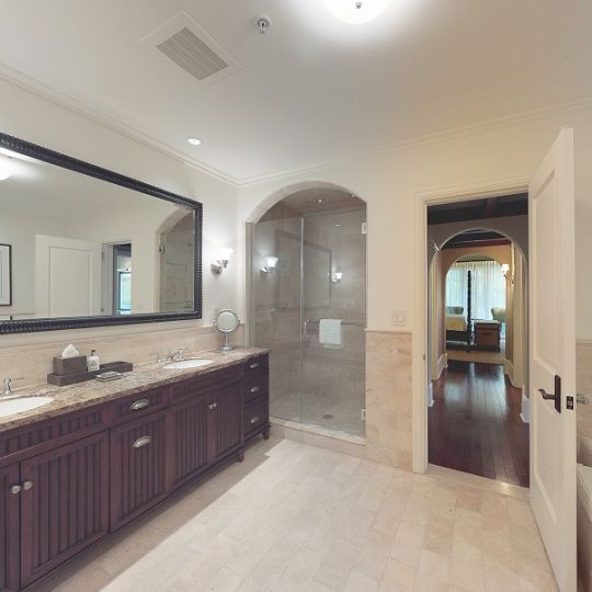 Bathroom with walk-in shower and soaker tub