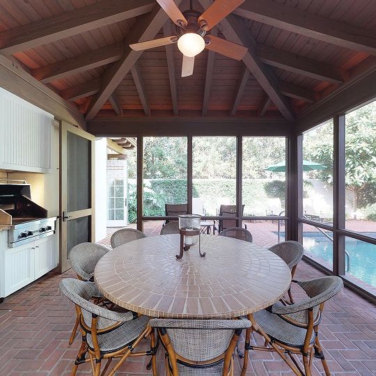 Outdoor dining area with barbarcue