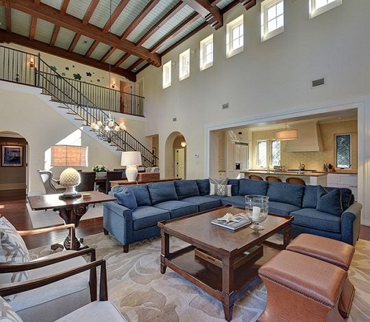 Living room with blue denim sectional