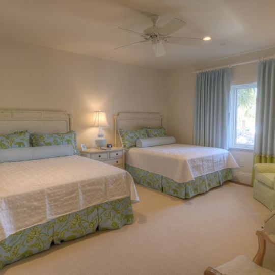bedroom with two queen beds