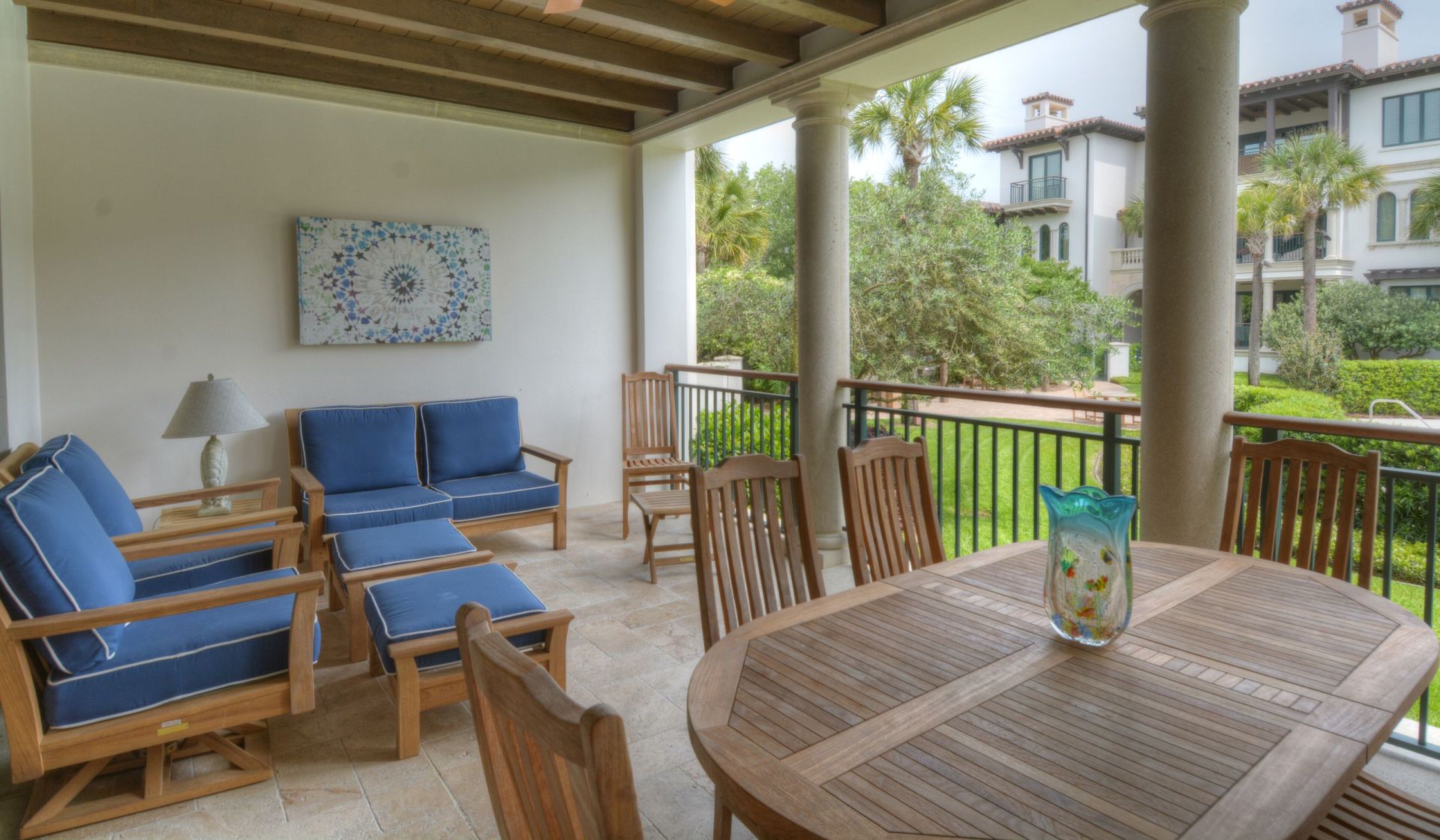 patio with table and plenty of seating