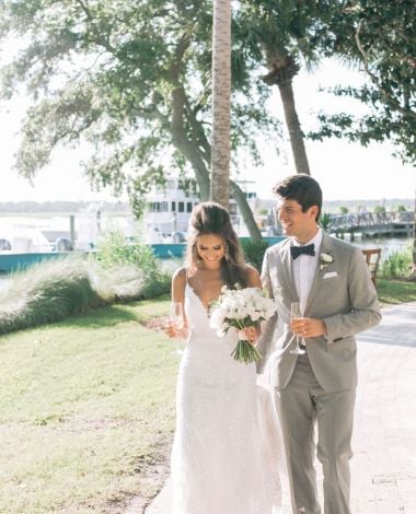 bride and groom walking