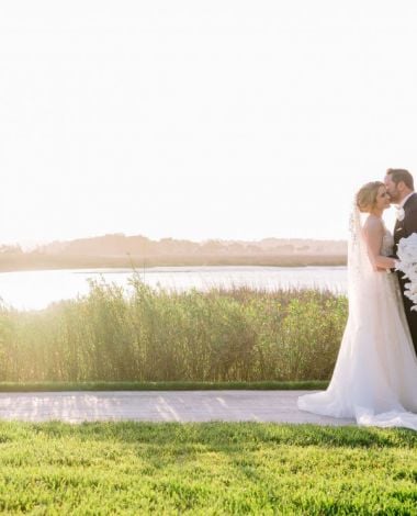 bride and groom kissing