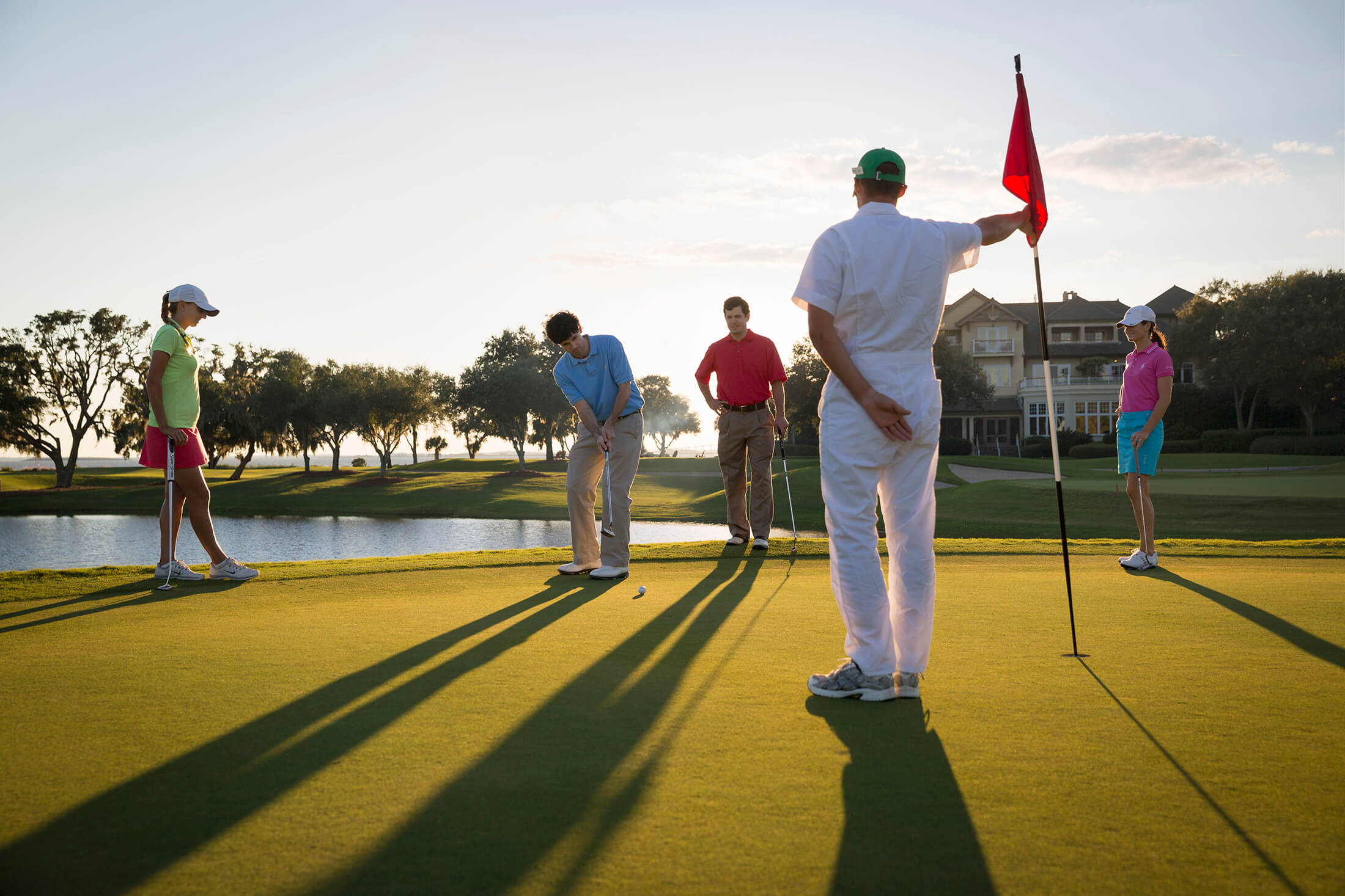 Group golfing