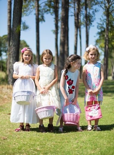 children on an Easter egg hunt