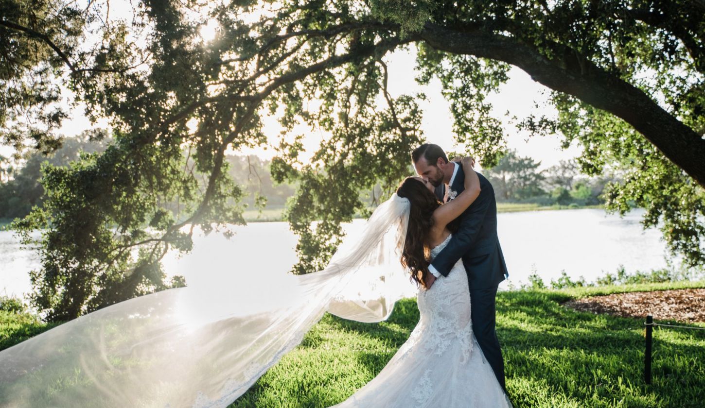 bride and groom embrace