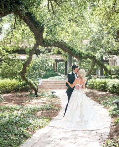 bride and groom kissing