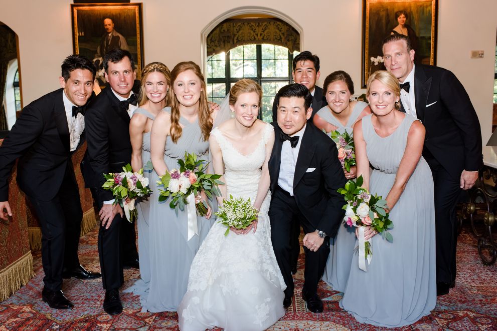 wedding party posing