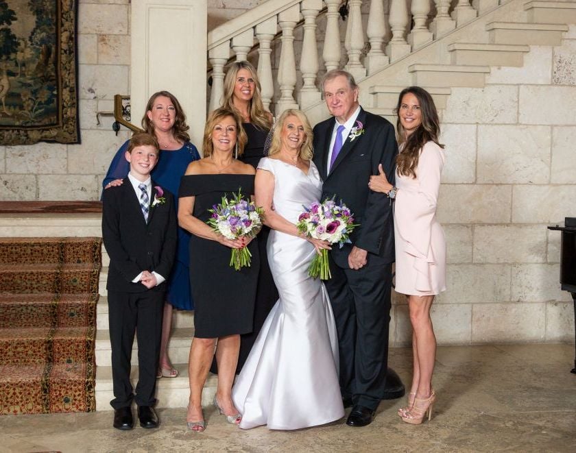 family photo of bride and groom