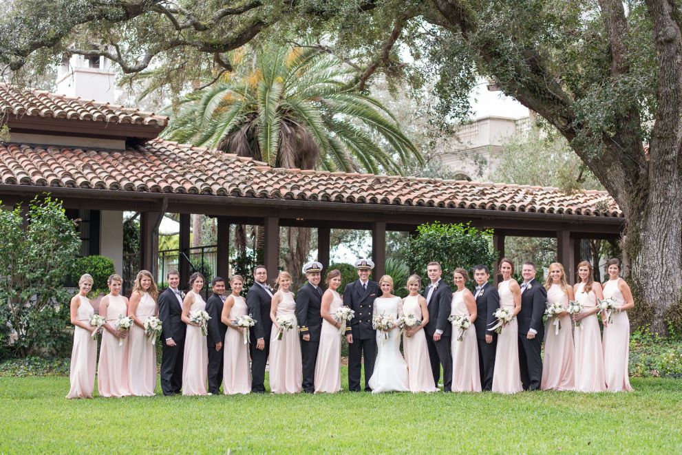 wedding party posing for a photo