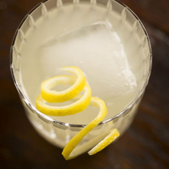 aerial view of cocktail with garnish