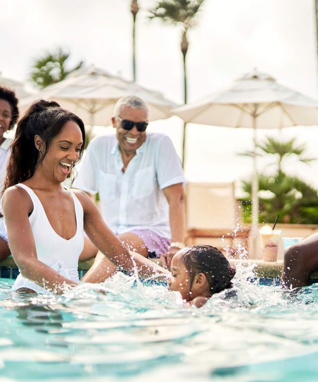 Family Multi Generation Pool Playing