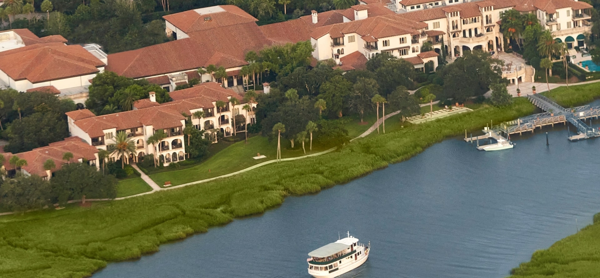 aerial shot of sea island cloister property