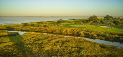 aerial golf course golden isles ocean side