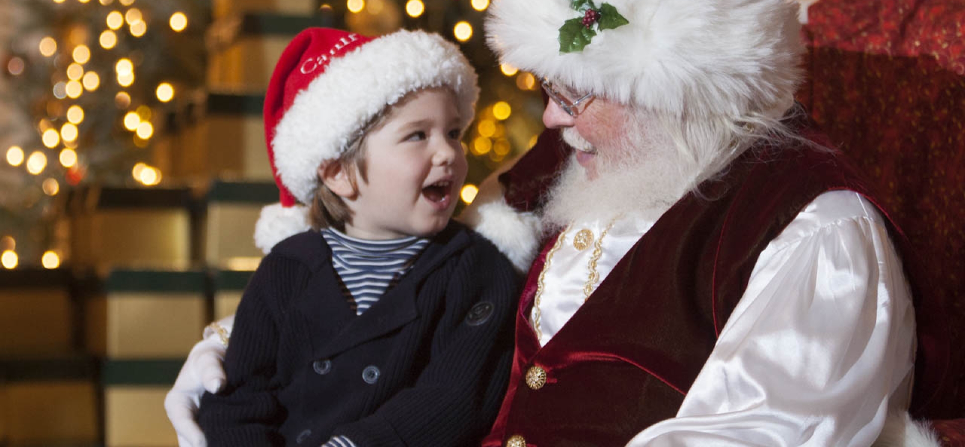 Santa seeing children at Christmas time