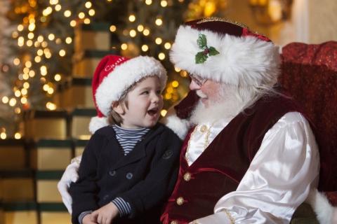 Santa seeing children at Christmas time