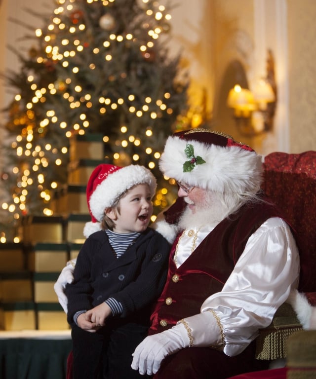 Santa seeing children at Christmas time