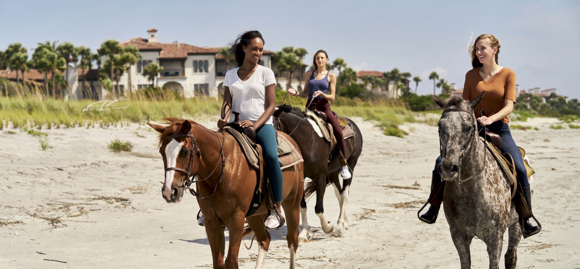 Women Riding Horses Sea Island