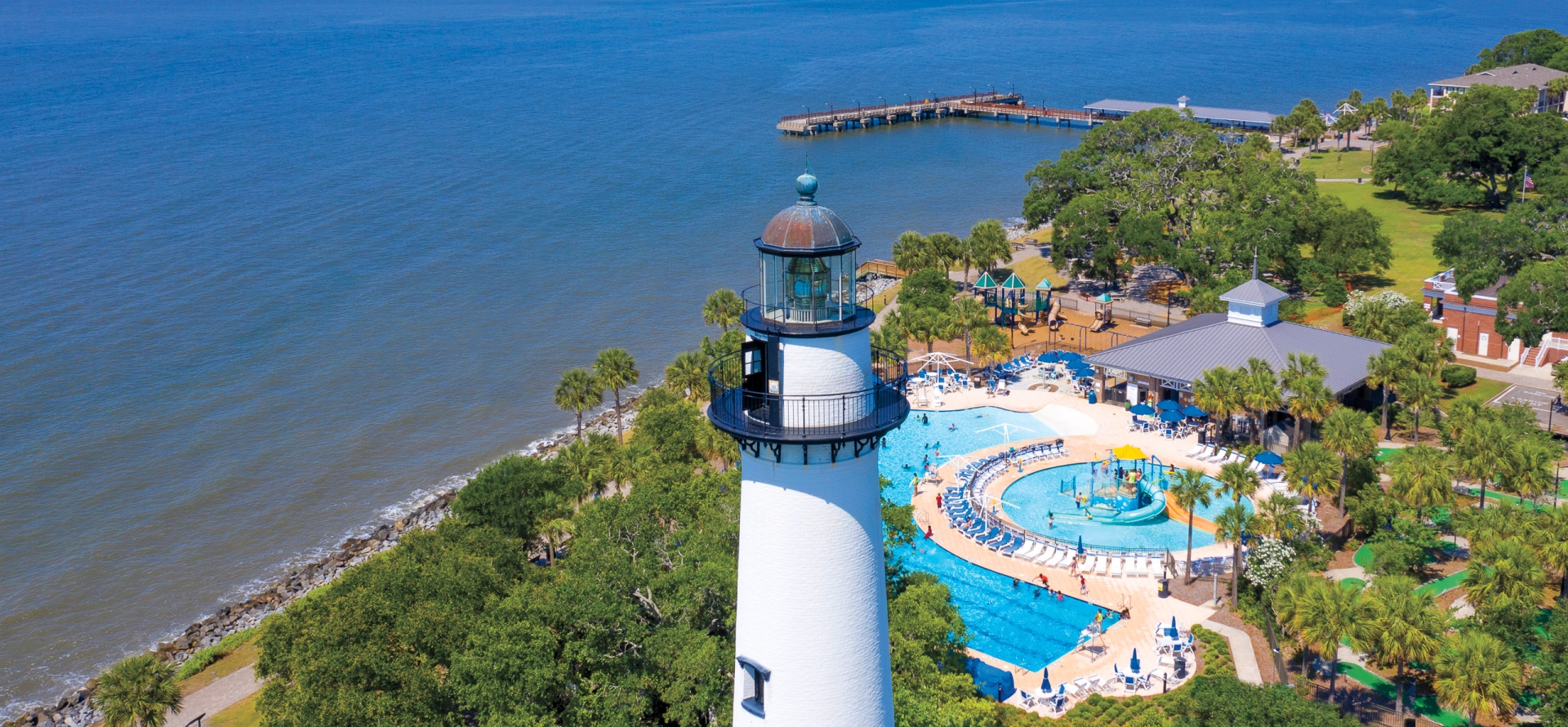 St Simons Island Neptune Park Pier lighthouse