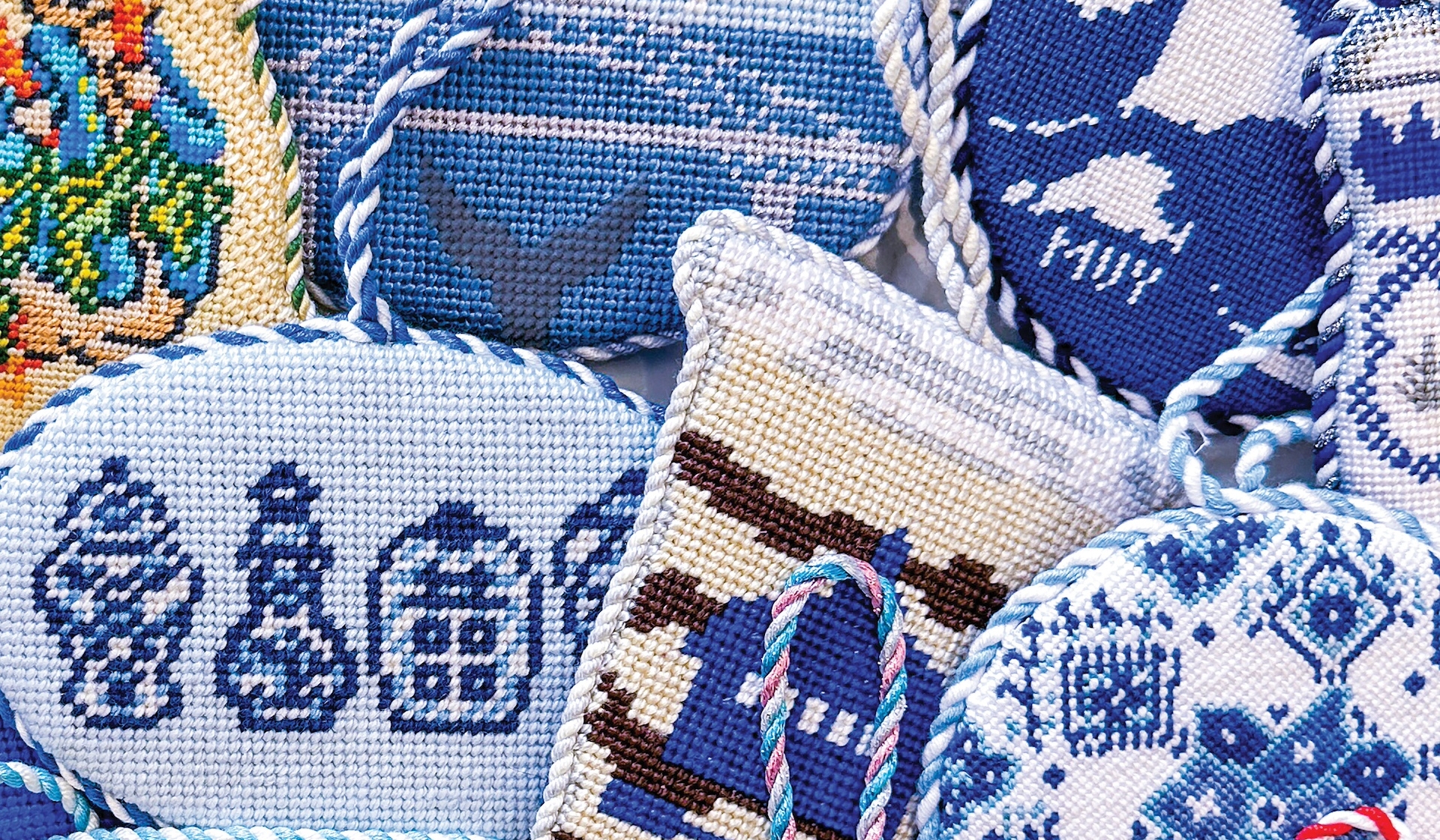 collection of needlepoint crafts
