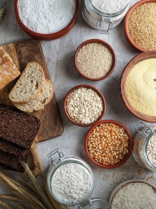Different types of cereals and grains. High dietary fiber foods.Organic products