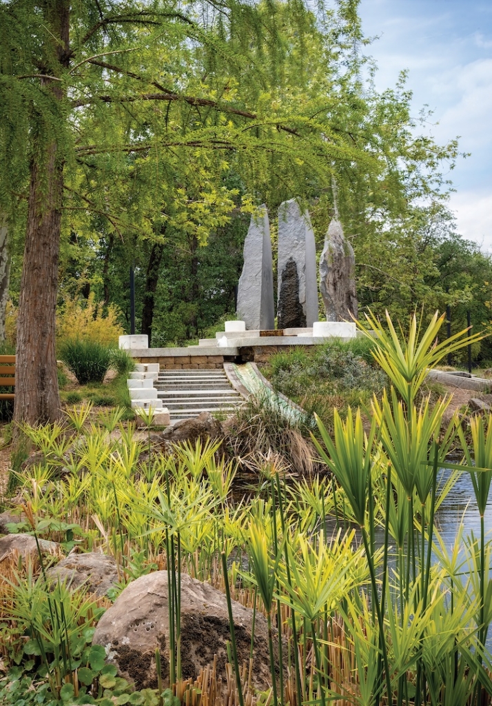 Sculpture Garden at Sundial Bridge: Artistic installation in the tranquil gardens near Sundial Bridge, blending nature with modern art.
