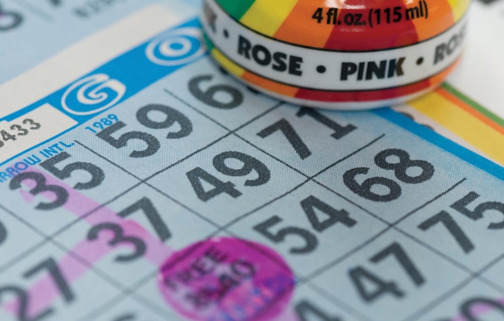 Bingo card with dobbed lines